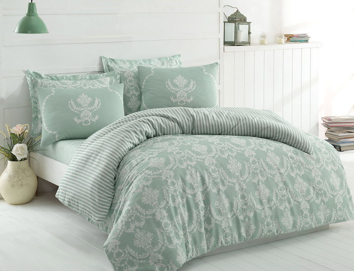L'essentiel linge de maison Pure - Water Green Juego de Funda de Edredón Doble